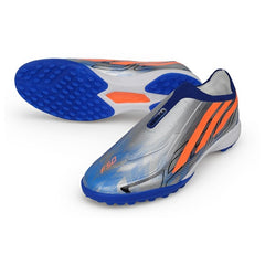 Adidas F50 Hyperfast Laceless Elite Gray, Blue and Orange Turf TF Football Boot