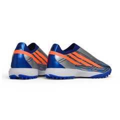 Adidas F50 Hyperfast Laceless Elite Gray, Blue and Orange Turf TF Football Boot