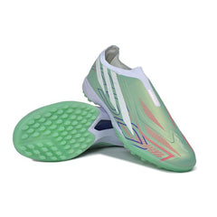 Adidas F50 Hyperfast Laceless Elite Light Green and White Turf TF Kids Football Boot
