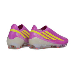 Adidas F50 Hyperfast Laceless Elite Pink and Yellow Firm Ground FG Football Boot