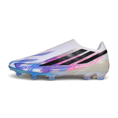 Adidas F50 Hyperfast Laceless Elite White and Blue Firm Ground FG Football Boot