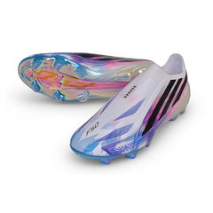 Adidas F50 Hyperfast Laceless Elite White and Blue Firm Ground FG Football Boot