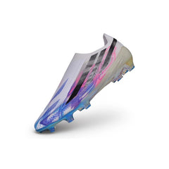 Adidas F50 Hyperfast Laceless Elite White and Blue Firm Ground FG Football Boot