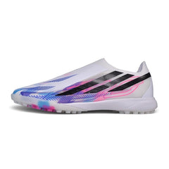 Adidas F50 Hyperfast Laceless Elite White and Blue Turf TF Football Boot