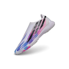 Adidas F50 Hyperfast Laceless Elite White and Blue Turf TF Football Boot
