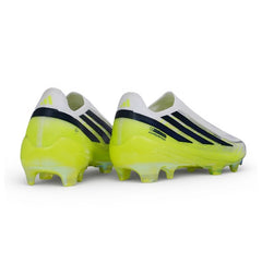 Adidas F50 Hyperfast Laceless Elite White, Light Green and BlueFirm Ground FG Football Boot