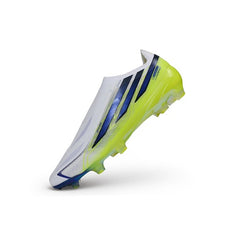 Adidas F50 Hyperfast Laceless Elite White, Light Green and BlueFirm Ground FG Football Boot