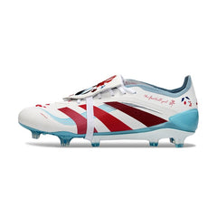 Adidas Predator 25 Elite White, Light Blue and Dark Red Firm Ground FG Football Boot