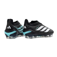 Adidas Predator 26 Elite Laceless Black and Light Blue Firm Ground FG Football Boot