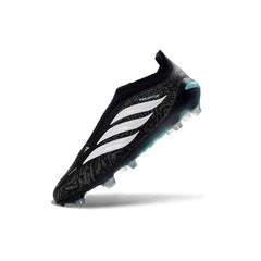 Adidas Predator 26 Elite Laceless Black and Light Blue Firm Ground FG Football Boot