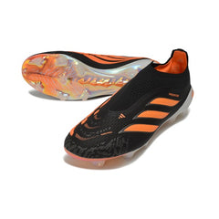 Adidas Predator 26 Elite Laceless Black and Orange Firm Ground FG Football Boot