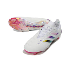 Adidas Predator 26 Elite White, Pink and Purple Firm Ground FG Football Boot