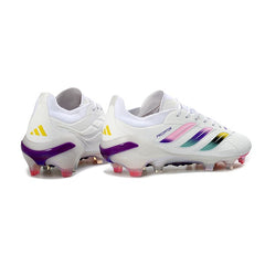 Adidas Predator 26 Elite White, Pink and Purple Firm Ground FG Football Boot