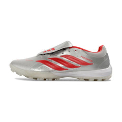Adidas Predator 26 League Tongue Silver and Red Turf TF Football Boot