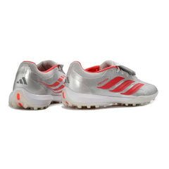 Adidas Predator 26 League Tongue Silver and Red Turf TF Football Boot
