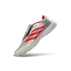 Adidas Predator 26 League Tongue Silver and Red Turf TF Football Boot