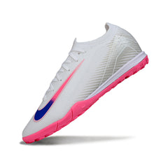Nike Zoom Mercurial Vapor 16 Elite White Pink and Blue Turf TF Football Boot