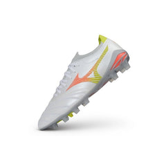 Mizuno Morelia Neo V Elite White, Yellow and Orange Firm Ground FG Football Boot