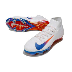 Nike Air Zoom Mercurial Superfly 10 Elite White Blue and Red Firm Ground FG Football Boot