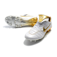 Nike Tiempo 7 R10 Elite White and Golden Firm-Ground FG Football Boot