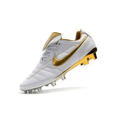 Nike Tiempo 7 R10 Elite White and Golden Firm-Ground FG Football Boot