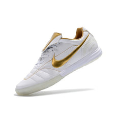 Nike Tiempo 7 R10 Elite White and Golden Indoor IC Football Boot