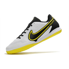Nike Tiempo Legend 9 Elite White Black and Yellow Indoor IC Football Boot