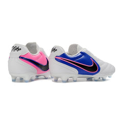 Nike Tiempo Ligera Pro White, Blue and Pink Firm Ground FG Football Boot