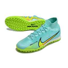 Nike Zoom Mercurial Superfly 9 Elite Green and Light Blue Turf TF Football Boot
