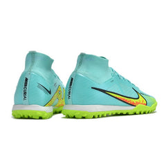 Nike Zoom Mercurial Superfly 9 Elite Green and Light Blue Turf TF Football Boot