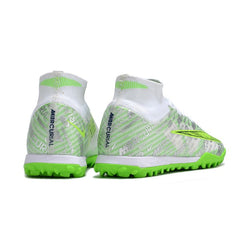 Nike Zoom Mercurial Superfly 9 Elite Silver and Green Turf TF Football Boot