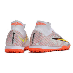 Nike Zoom Mercurial Superfly 9 Elite Silver and Orange Turf TF Football Boot