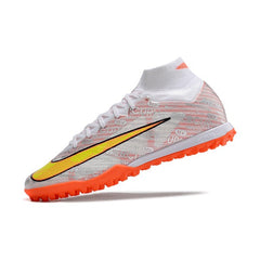 Nike Zoom Mercurial Superfly 9 Elite Silver and Orange Turf TF Football Boot