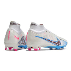 Nike Zoom Mercurial Superfly 9 Elite White Blue and Pink Firm Ground FG Football Boot