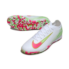 Nike Zoom Mercurial Vapor 16 Elite White Green and Pink Turf TF Football Boot