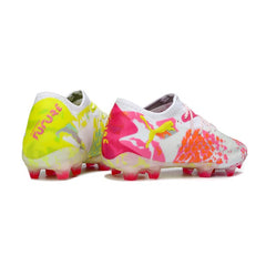 Puma Future 8 Low Cut White, Pink and Yellow Firm Ground FG Football Boot