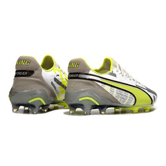 Puma King Ultimate White Gray and Yellow Firm Ground FG Football Boot