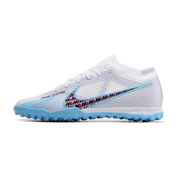 Chuteira Society Nike Zoom Mercurial Vapor 15 Elite TF Cinza, Azul e Rosa - VN Esportes